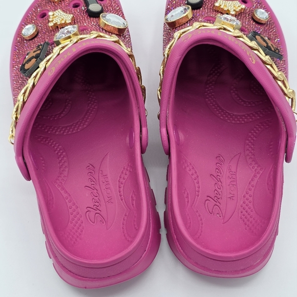 Skechers x Snoop Dogg Pink Rolling N Gold Arch Fit Footsteps Clogs Size 10 - Picture 8 of 16